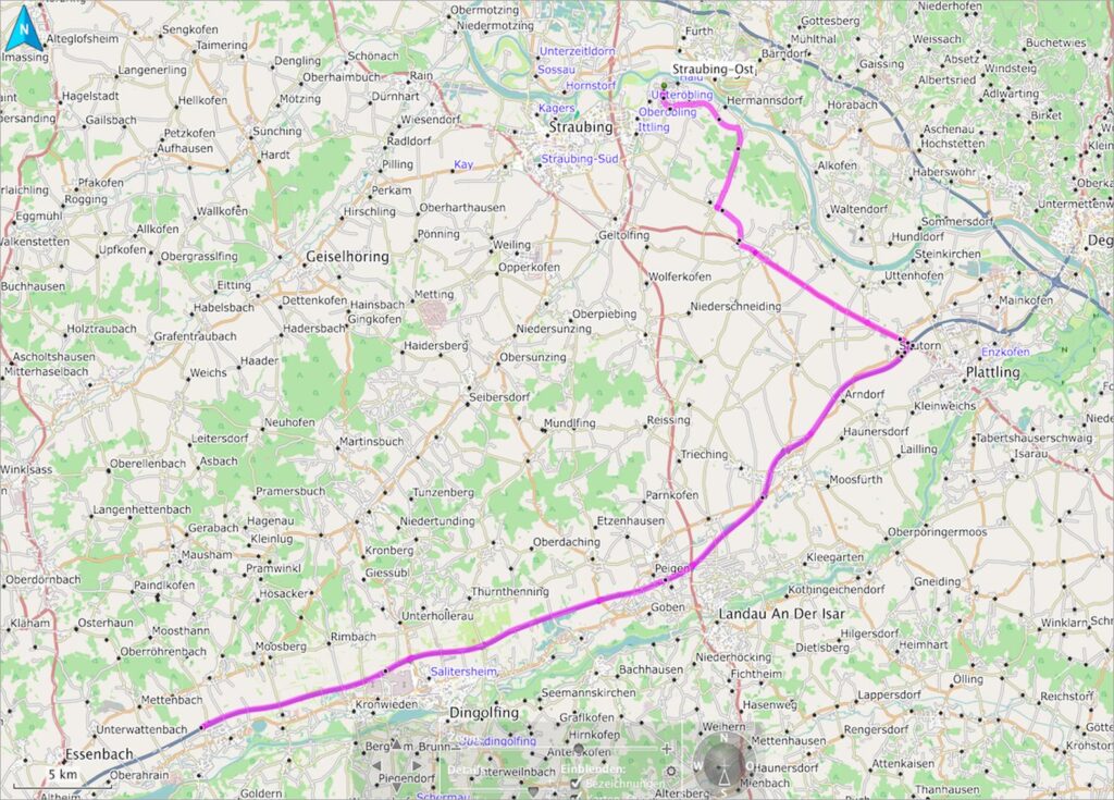 Karte Bayern Essenbach Dingolfing Landau Plattling Straubing Schwerlastroute-transporttechniker-de