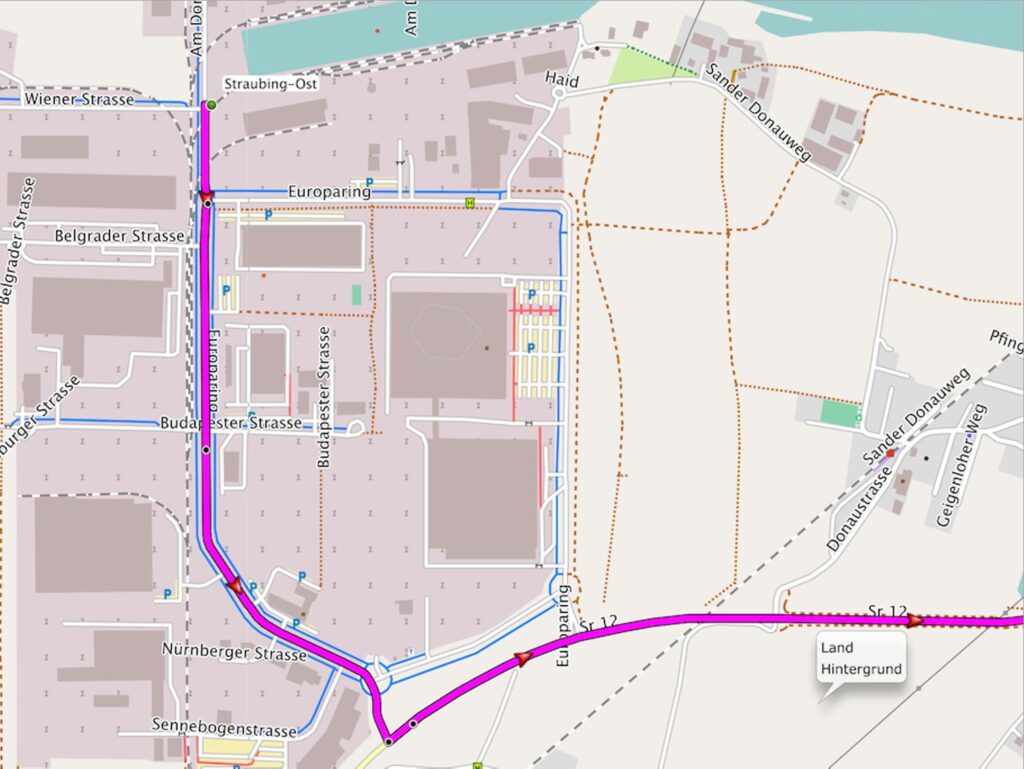 Karte Straubing Schwerlastroute Wiener Strasse Belgrader Strasse Budapester Strasse Sr12-transporttechniker-de