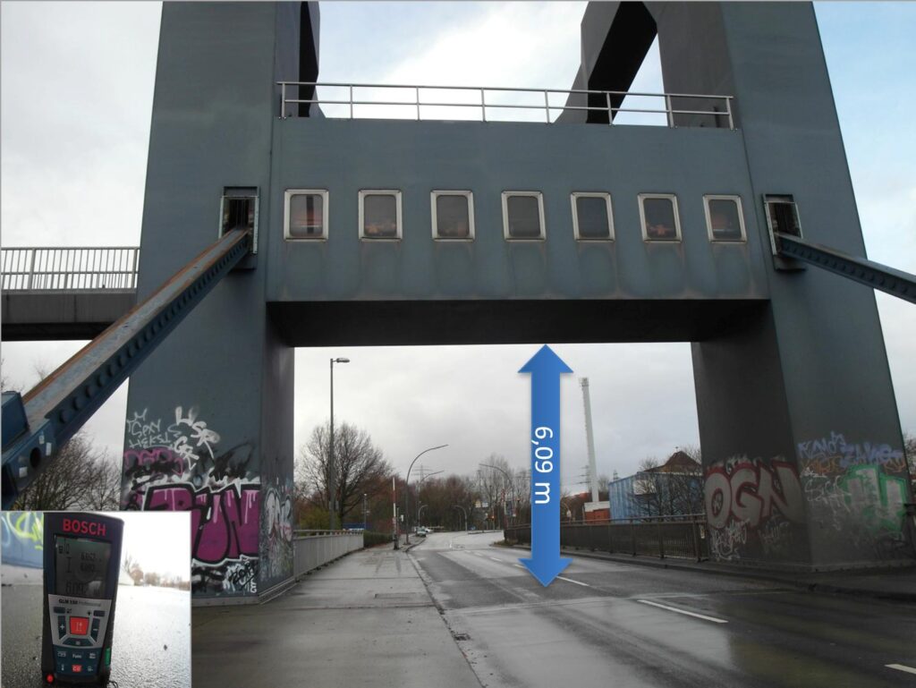 Route Survey zur Brückenhöhenmessung (6,09 m) mit Bosch GLM 150 Professional – transporttechniker-de